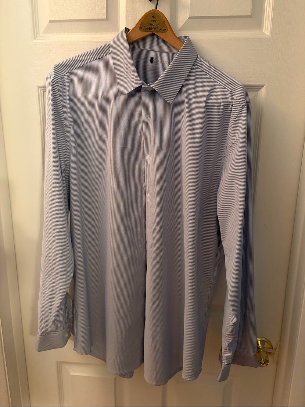 Ministry of Supply Light Blue Pinstripe Dress Shirt